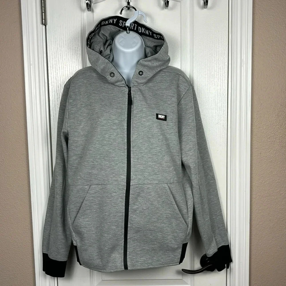 DKNY Sport Full Zip Gray Hooded Long Sleeve Sweatshirt Top Size M (?) No Tag